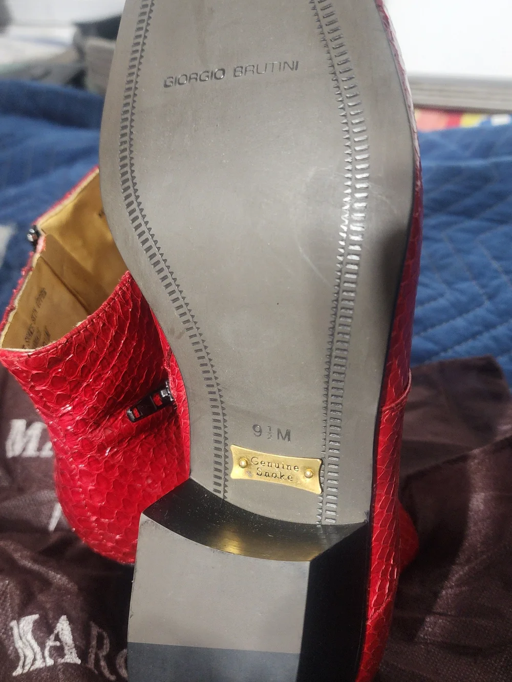 Women’s Red Snake-Embossed Ankle Booties